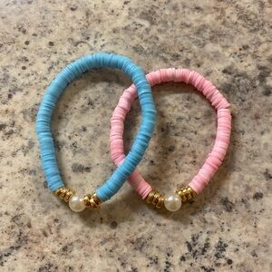 Blue and Pink Beaded Bracelets